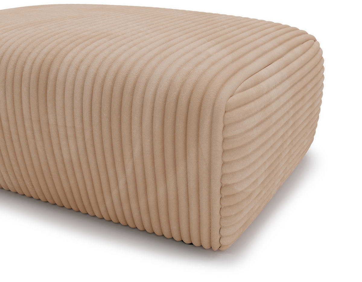 POLSTERHOCKER - Cord - Hellbraun/Schwarz, Kunststoff/Textil (110/40/72cm) - home24