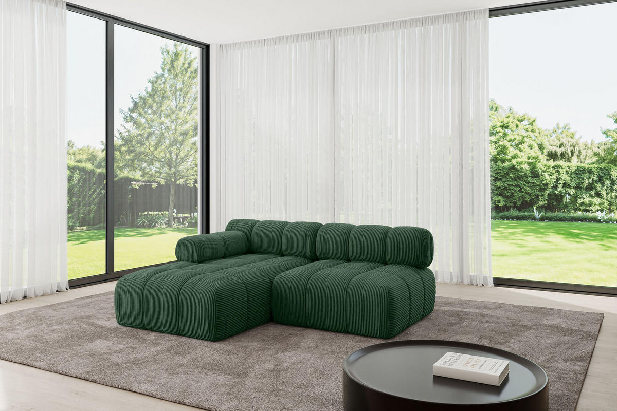 ECKSOFA modulares Sofa Razon-L1 - 190x160x70 cm Grün Cord - Grün, Holzwerkstoff/Textil (190/160cm) - ALTDECOR