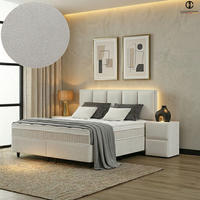 BOXSPRINGBETT MIT BETTKASTEN LUCCA 90/200 cm, Ivory, Bettkasten, Matratze, Topper integriert, H3 mittel - Creme/Schwarz, Holz/Kunststoff (90/200cm) - Consilio Concept