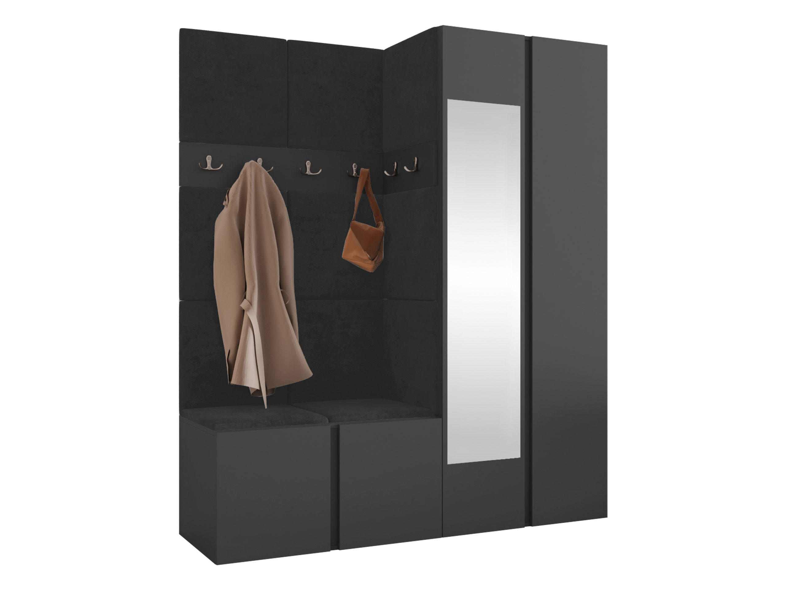MOBILIER PENTRU HOL Orion XII - grafit/antracit, material plastic/compozit lemnos (158/186/46cm) - MIRJAN24