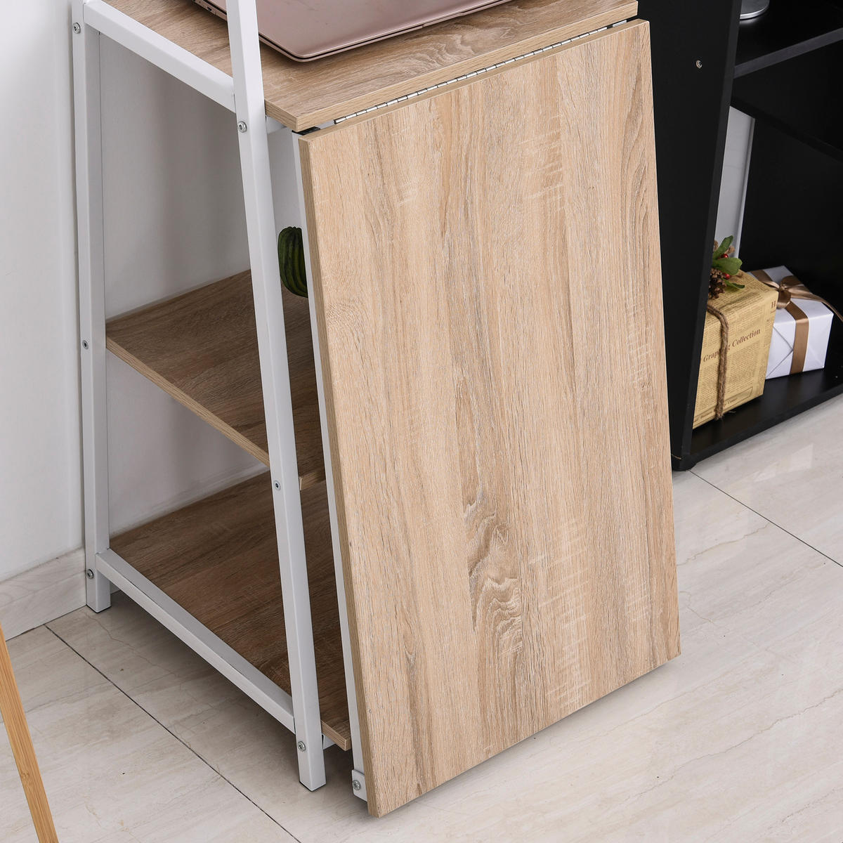 SCHREIBTISCH DE-14825 klappbar mit 4 Ablagen Eiche hell - Eichefarben, Holzwerkstoff (106/48/128cm) - ComfortXL