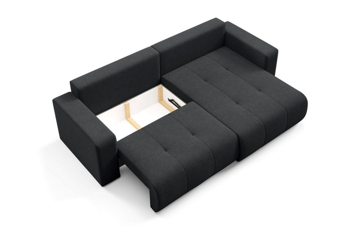 ECKSOFA Augusto - Schwarz, Holzwerkstoff/Textil (244/149cm) - Fun Möbel