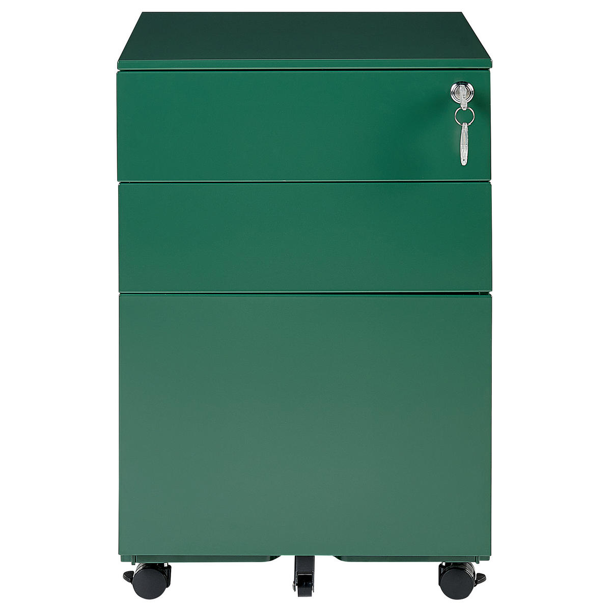 AKTENSCHRANK Metall grün 3 Schubladen mit Rollen Cami - Grün, Metall (39/60/50cm) - Beliani