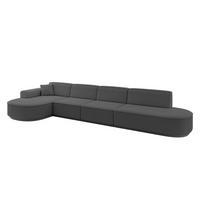 ECKSOFA Ottomane Links MARI-L3-v3 - 402x163x81 cm Grau Bouclé - Schwarz/Grau, Holzwerkstoff/Kunststoff (402/163cm) - ALTDECOR