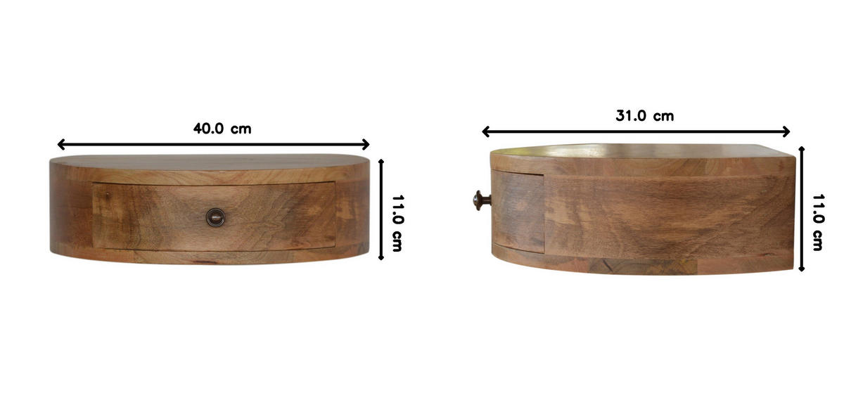 NACHTTISCH Wandmontage, Rund, 1 Schublade, Braun - Messingfarben/Braun, Holz/Metall (40/11/31cm) - Artisan Furniture