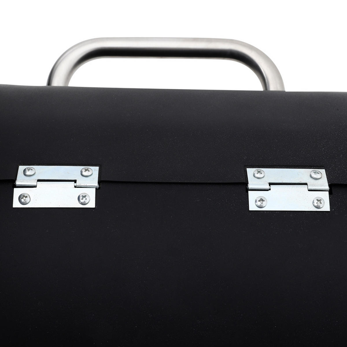 HOLZKOHLEGRILL Camping Smoker Grill 2-in-1 Design 3 Grillroste Seitentisch mit Rädern Schwarz ideal für Garten & Picknick - Schwarz, Metall (53/114/115cm) - Livingandhome