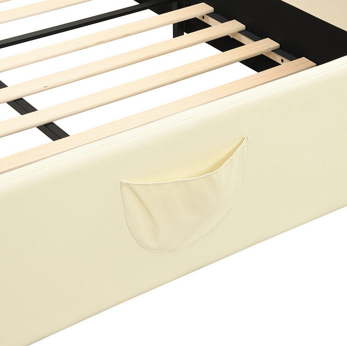 KINDERBETT 140/200 cm Beige aus PU und MDF mit Rutsche und Leiter - Beige, Kunststoff (140/200cm) - OKMYHOME
