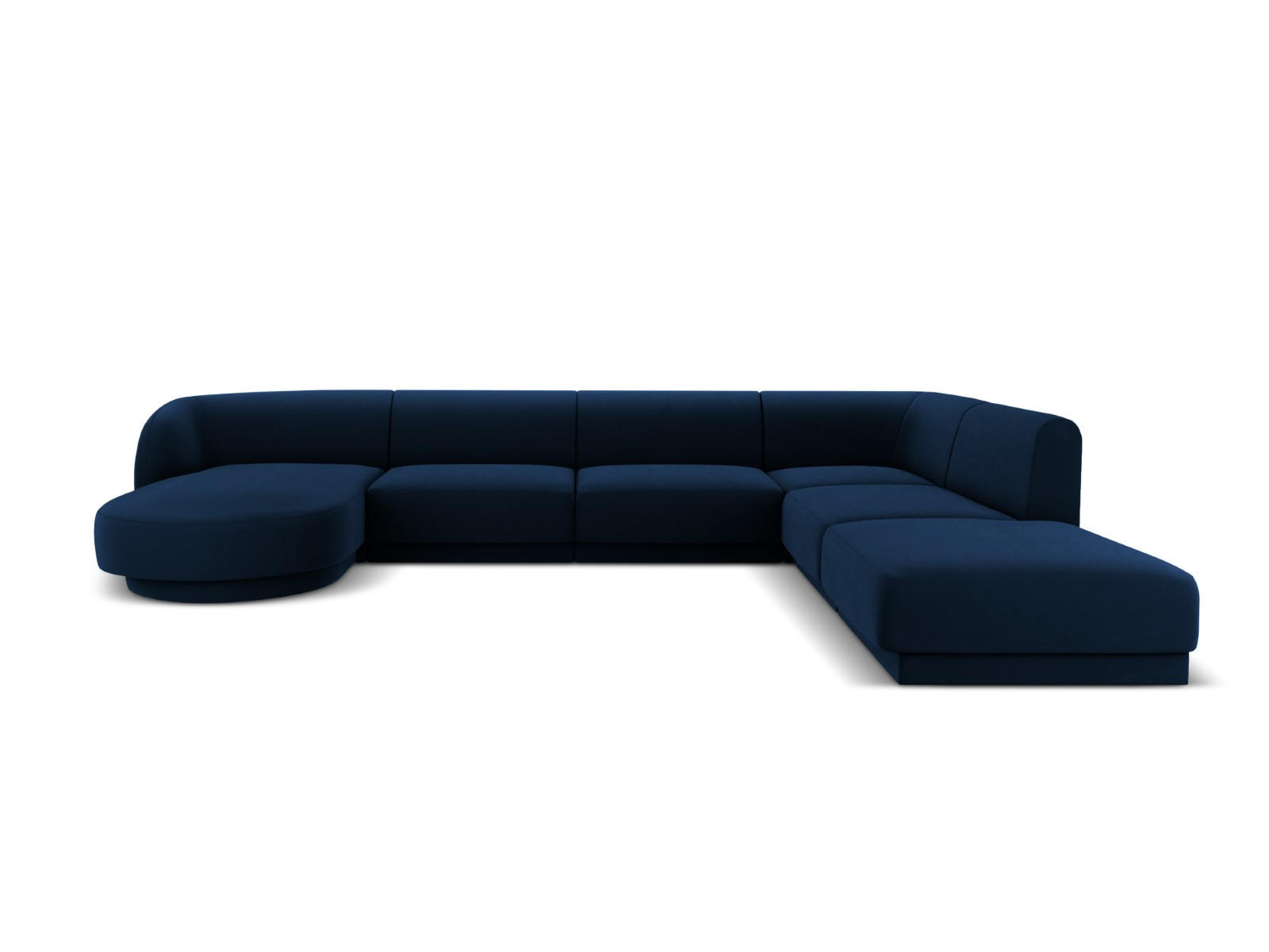 PANORAMASOFA rechts Miley aus Samt königsblau 6 Sitzplätze - Blau, Textil (255/70/330cm) - Micadoni