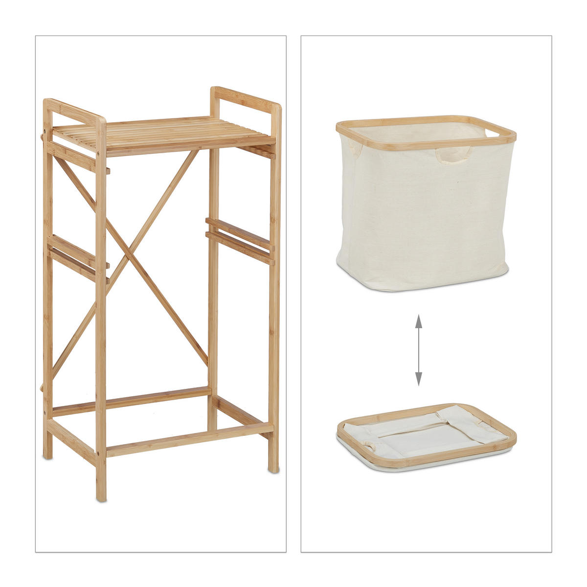 WÄSCHEKORB - Multicolor, Holz/Textil (44/85/33cm) - Relaxdays