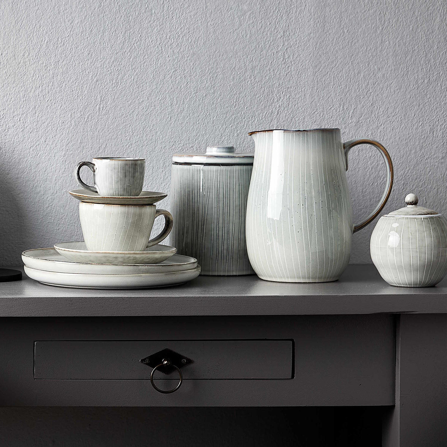 KAFFEETASSE (4er Set) Henley - Grau, Keramik (0.27L) - BUTLERS