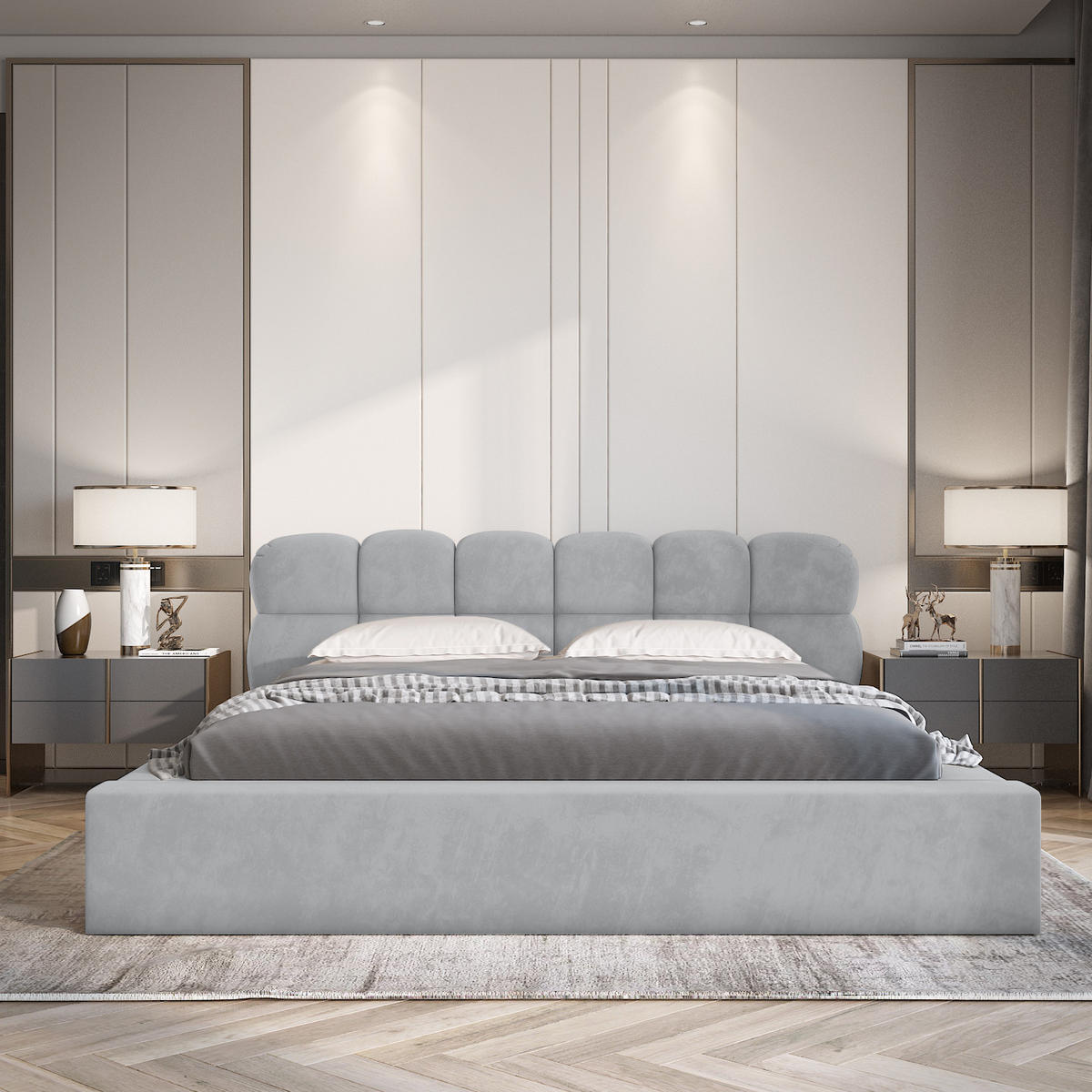 POLSTERBETT schenilen Struktur Paulon 180x200 cm, Grau - Grau, Textil (180/200cm) - Fedve