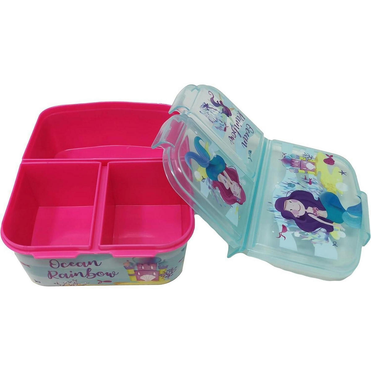 BROTDOSE Kinder mit Unterteilung Meerjungfrau 18 cm - Multicolor, Kunststoff (14/7/18cm)