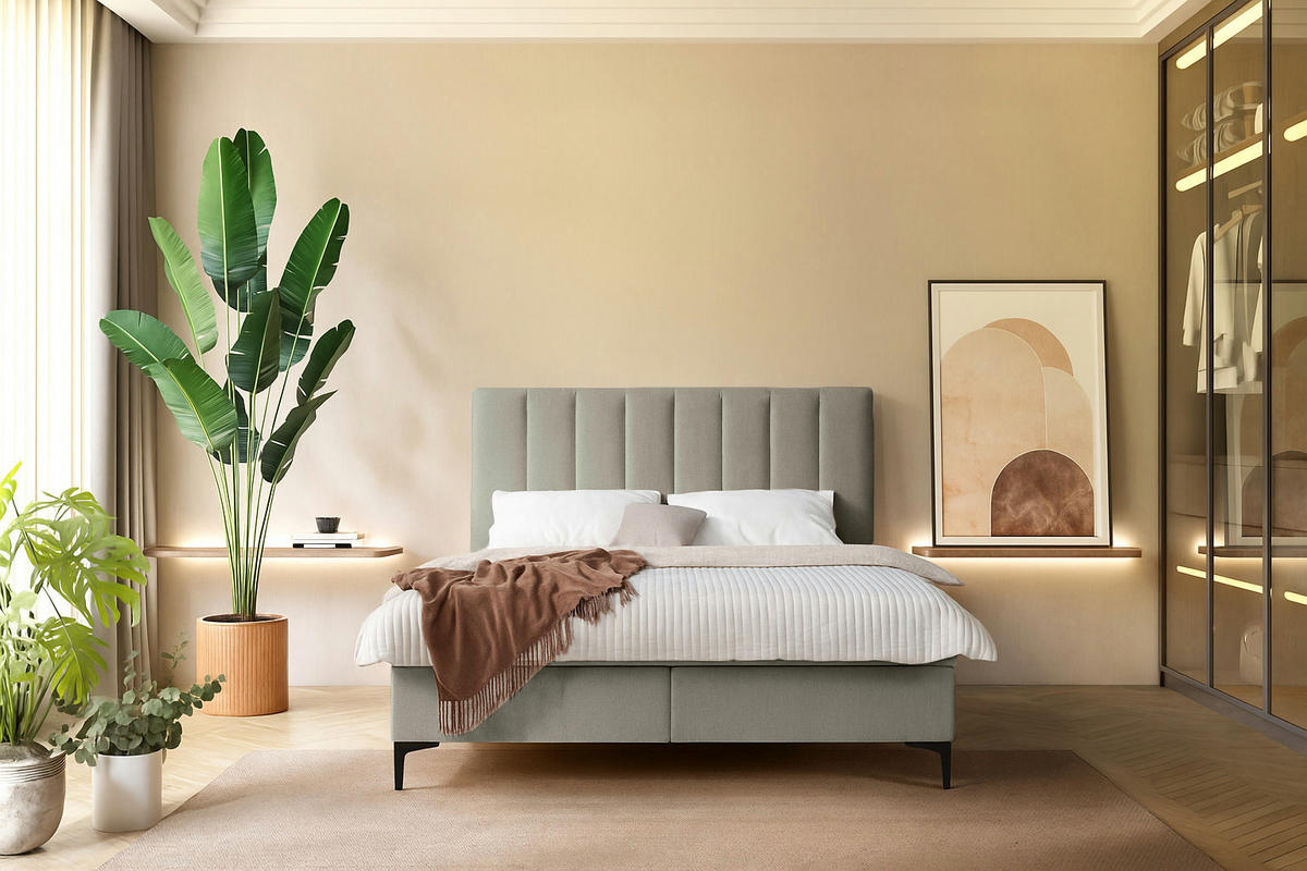 BOXSPRINGBETT SERANO mit Topper und Bettkasten, Braun, 120x200 cm - Braun, Textil (120/200cm) - KS Home Concept