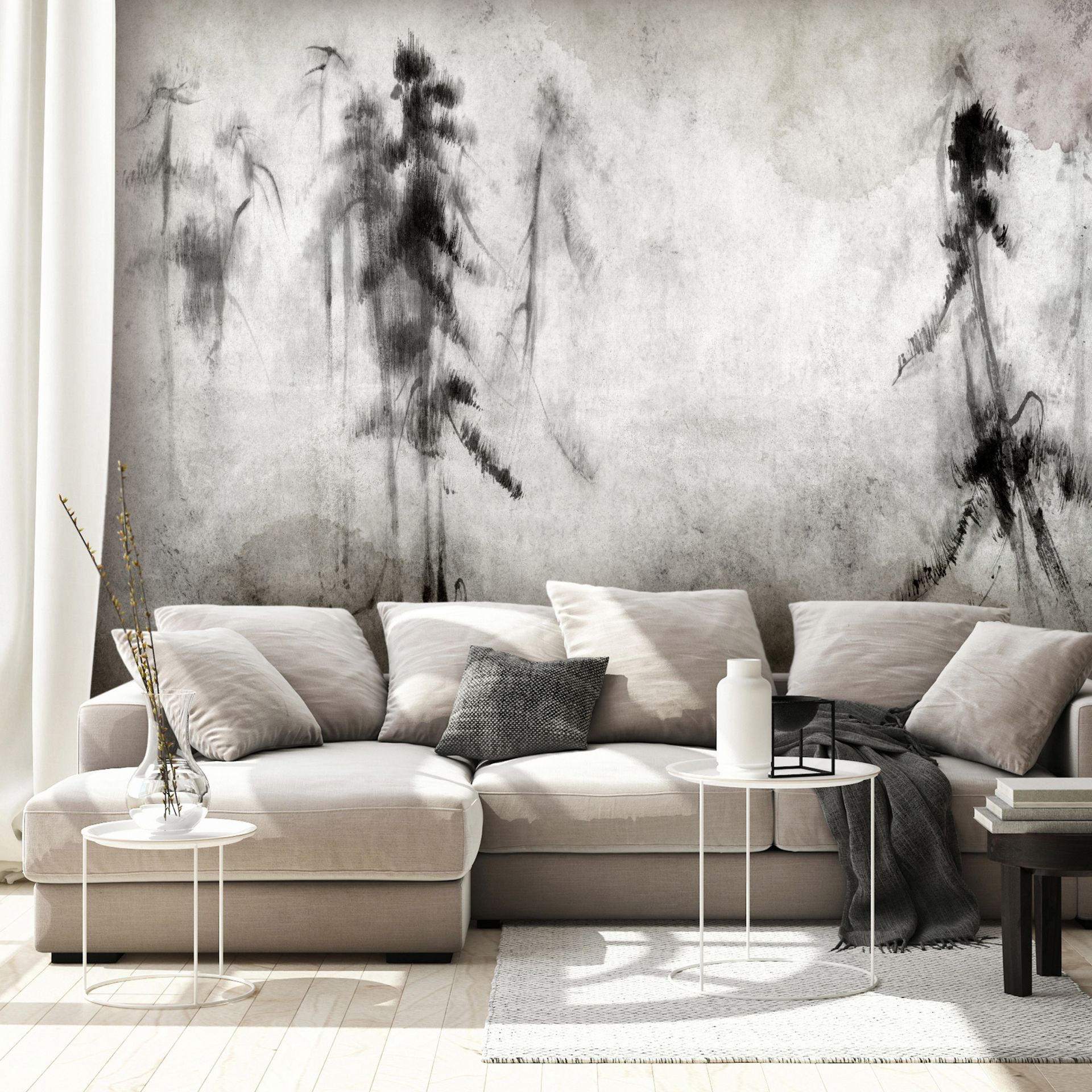 VLIESTAPETE Grau 250/175 cm - Schwarz/Grau, Textil (250/1cm) - KUNSTLOFT
