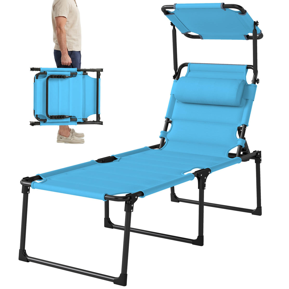 GARTENLIEGE Hellblau 1 Stück - Hellblau, Metall (70/45/200cm) - GiPP