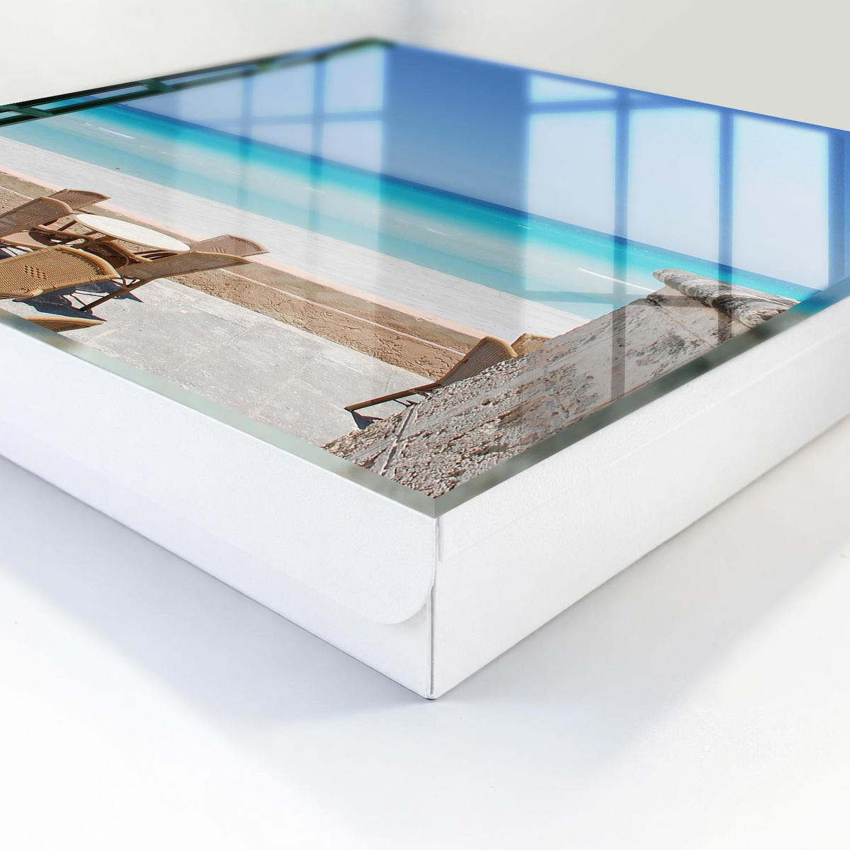 SCHLÜSSELBOX Weiß 30x30 cm – Türöffnung nach rechts - Erholung am Meer - Blau, Metall (30/30/5cm) - TULUP