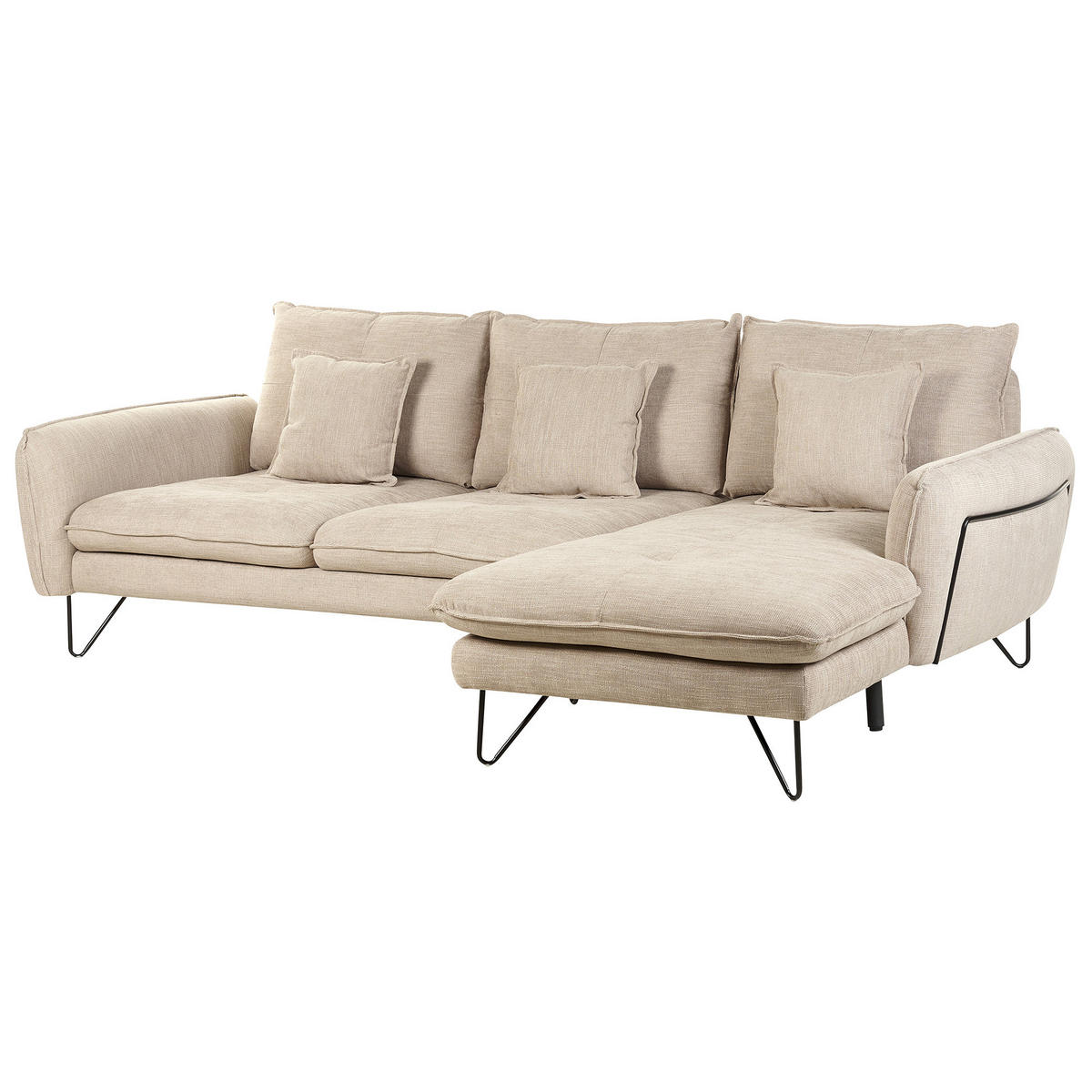 3-SITZER-ECKSOFA Chenillegewebe Beige rechtsseitig Sersan - Beige, Textil (258/179cm) - Beliani