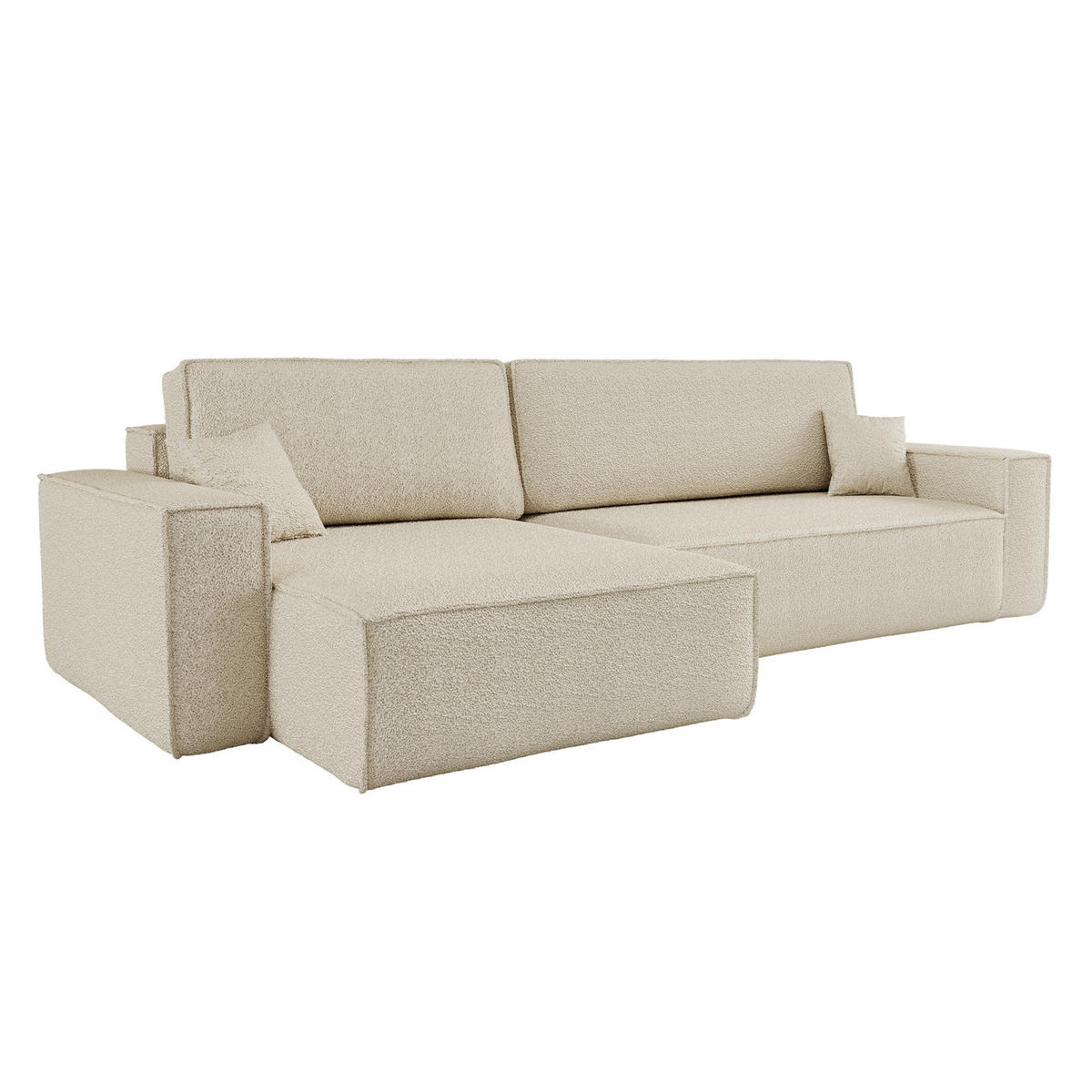 ECKSOFA Mit Schlaffunktion Und Bettkasten, Eckcouch BEST XL Stoff Quelle Ecru Links - Ecru/Schwarz, Holz/Kunststoff (142/274cm) - Kaiser Möbel