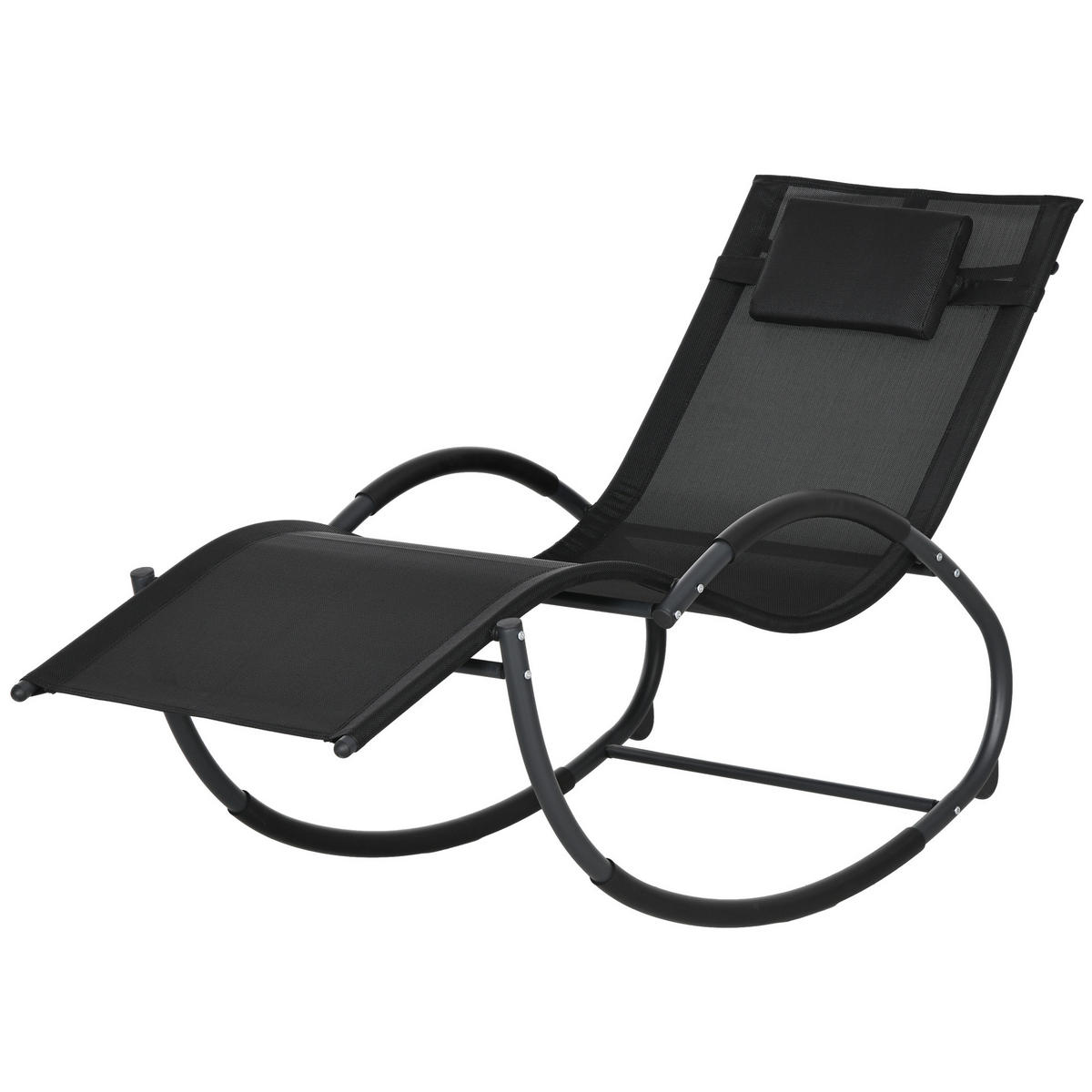GARTENLIEGE DE-06968 inkl. Kopfstütze, bis 120 kg Schwarz - Schwarz, Textil/Metall (61/88/155cm) - ComfortXL