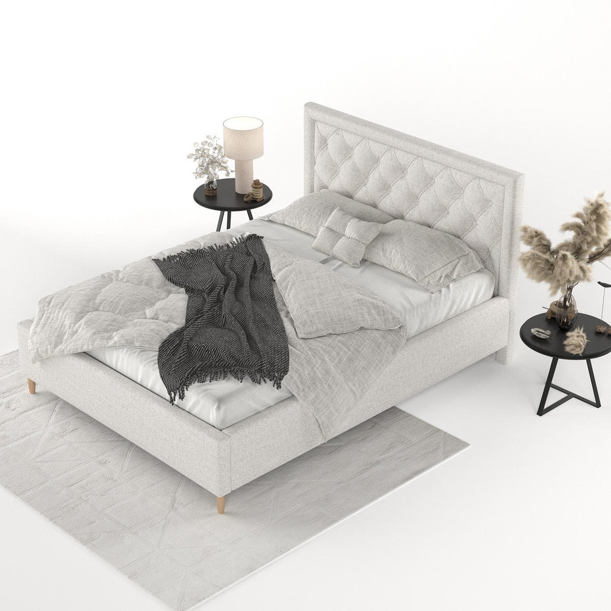 POLSTERBETT Lido 180/200 cm Hellbeige im Riva Stoff - Beige/Naturfarben, Holz/Holzwerkstoff (180/200cm) - AltaBeds