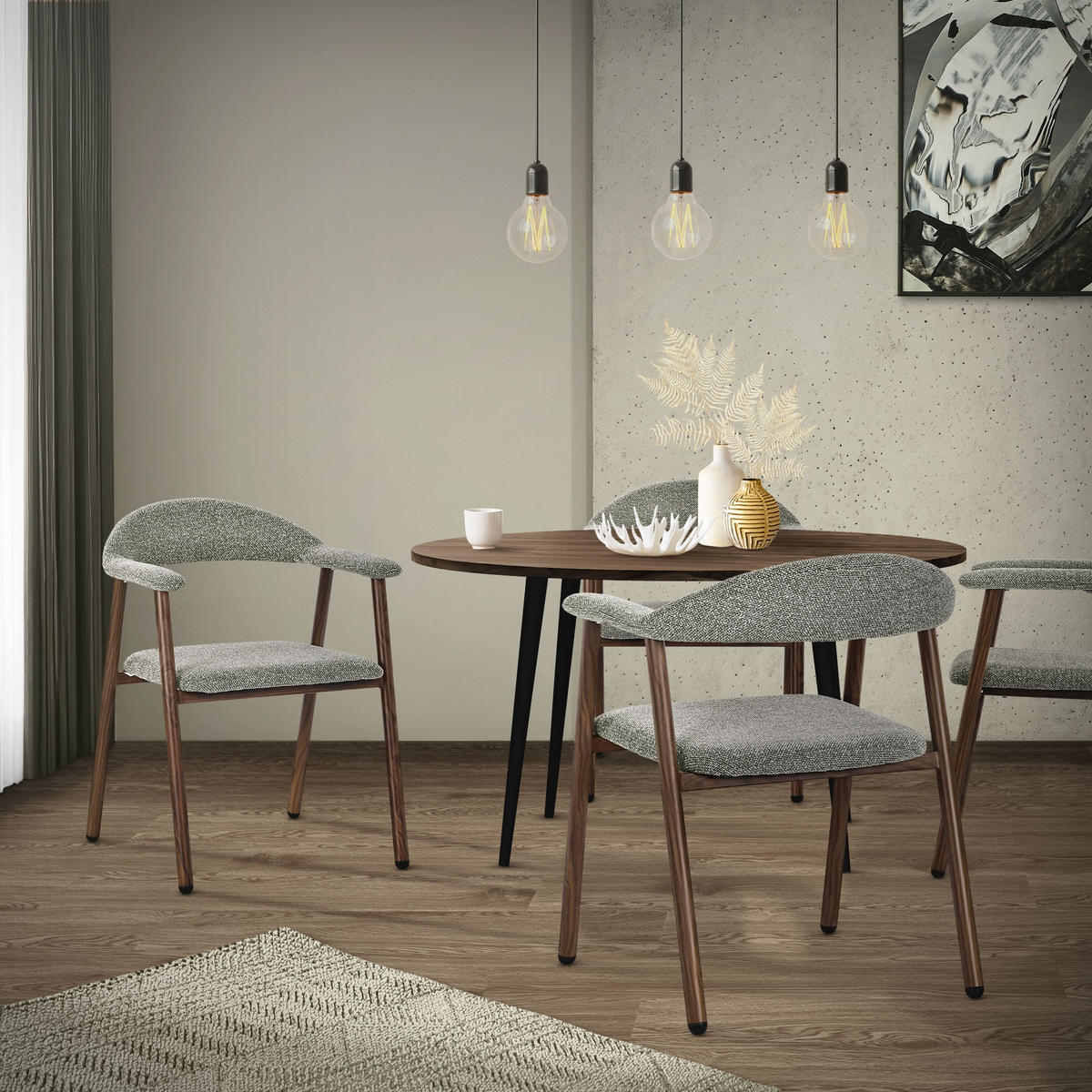 JÍDELNÍ ŽIDLE, sada 2 ks, zelené s proplétaným vzorem a ocelovou konstrukcí v imitaci dřeva - zelená barva/hnědá, kov/textil (59/78/61cm) - ML-DESIGN