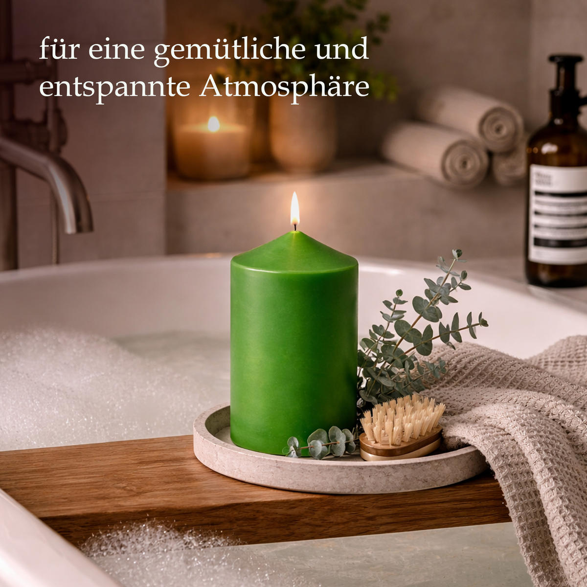 STUMPENKERZEN (4er Pack) Ø6cm x 10cm - Grün - Grün, Naturmaterialien (10cm) - HS Candle
