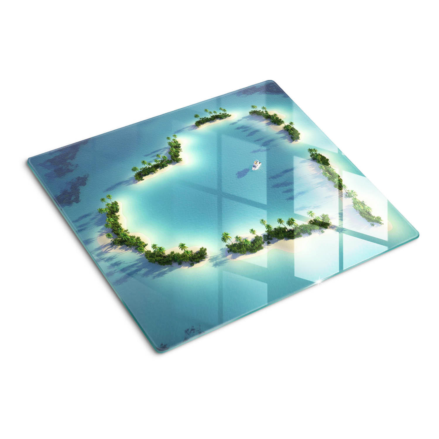 GLASPLATTE 60x52 cm Herzförmige Insel - Blau, Glas (60/0.4/52cm) - TULUP