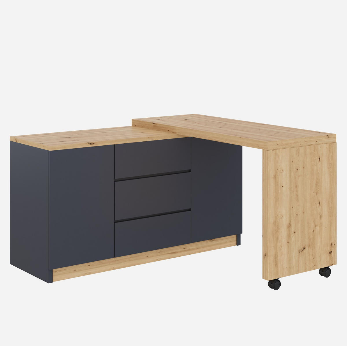 SCHREIBTISCH aus Spanplatte 120x50x76,5 cm Grau/Eiche drehbar, klappbar mit Stauraum - Grau, Holzwerkstoff (120/76.5/50cm) - IVMEU