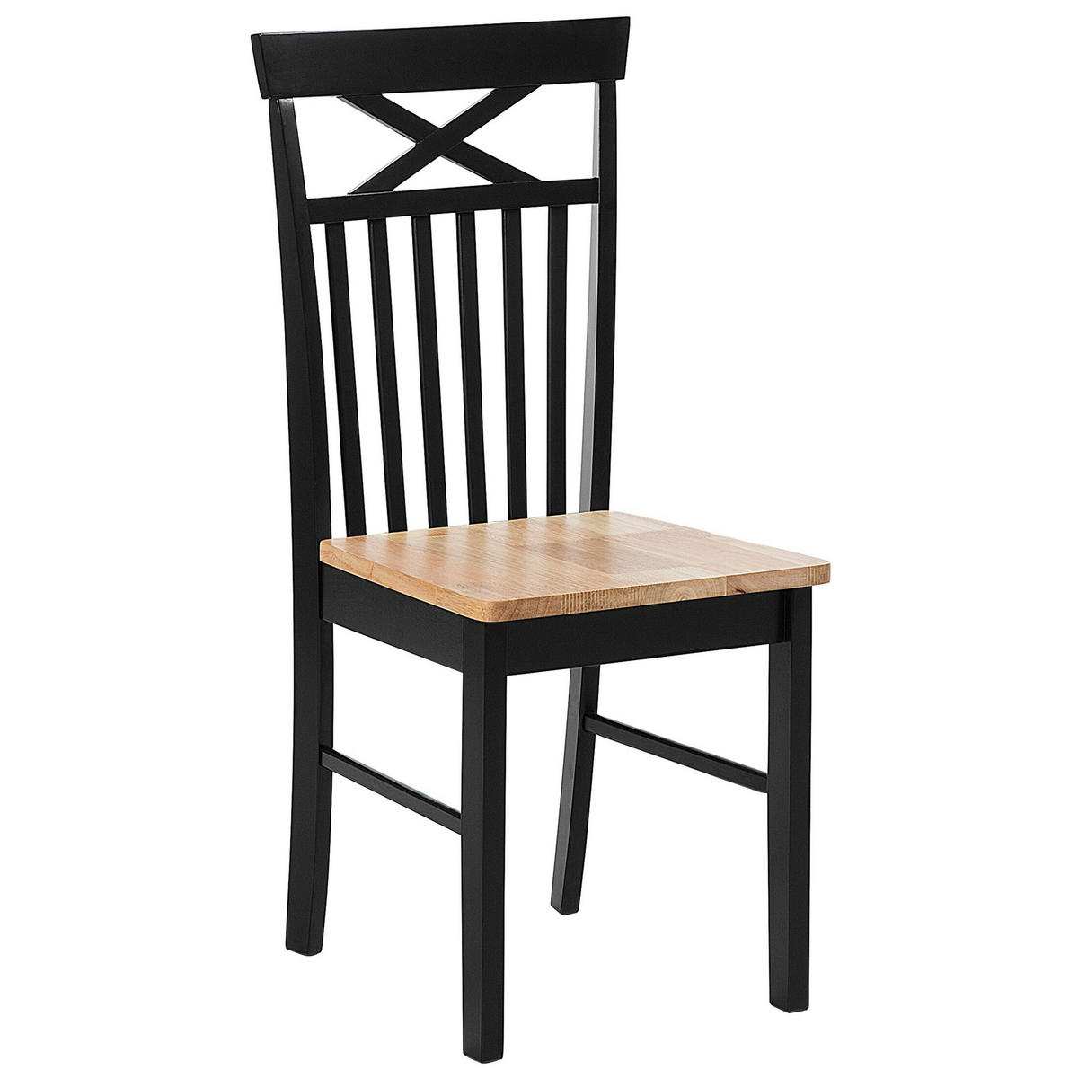 ESSZIMMERSTUHL 2er-Set Gummibaumholz schwarz/hellbraun Houston - Hellbraun/Schwarz, Holz (44/94/45cm) - Beliani