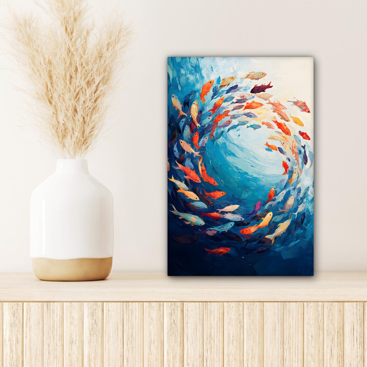 LEINWANDBILD Meer - Fische - Bunt - Dynamisch 20x30 cm - Hellblau, Textil (20/30cm) - MuchoWow