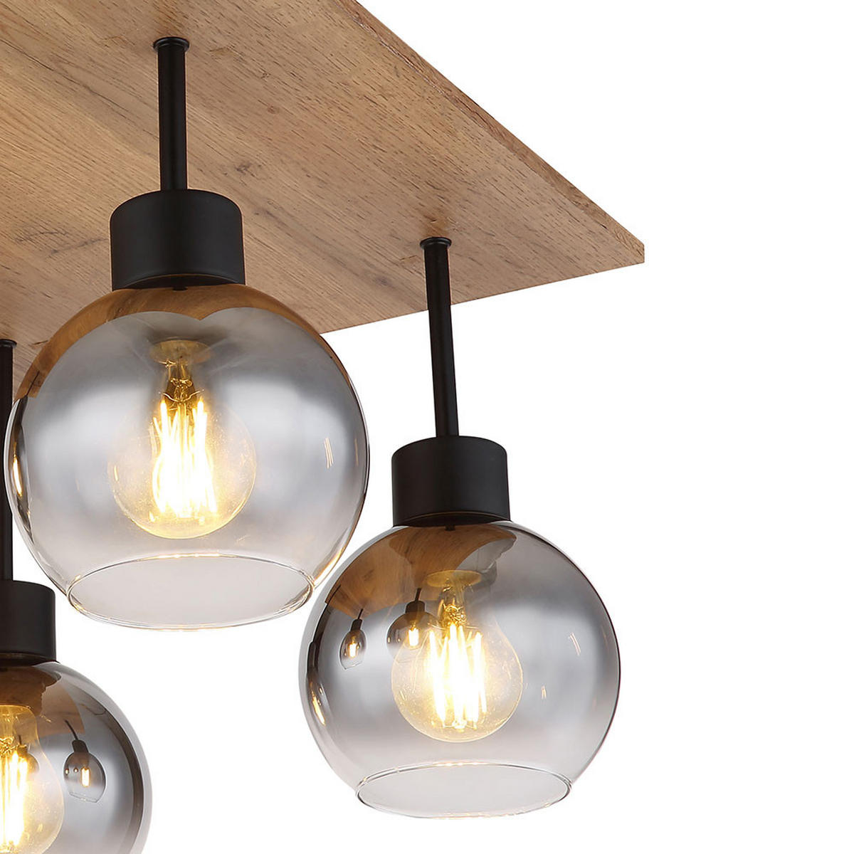 DECKENLEUCHTE MOITAS Holzoptik Braun - Braun, Glas (40/40/33.5cm) - Globo Lighting