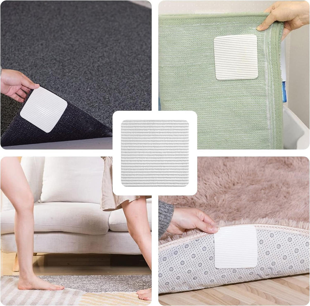 ANTIRUTSCH‑TEPPICHPAD 4 Stück - Creme, Textil (10/10cm) - Kaket