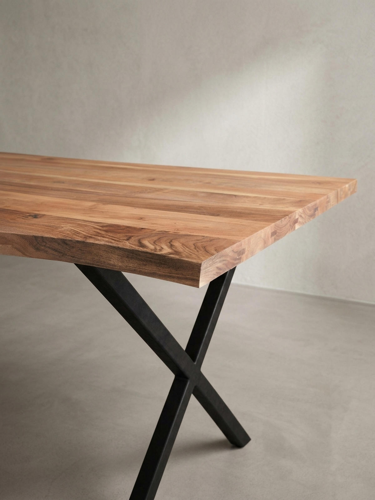 ESSTISCH Massivholz Metall X-Gestell Baumkante Industrial KRETA, Goldbraun-Schwarz 160x80x76 cm - Schwarz/Braun, Holz/Metall (80/160/76cm) - KADIMA DESIGN