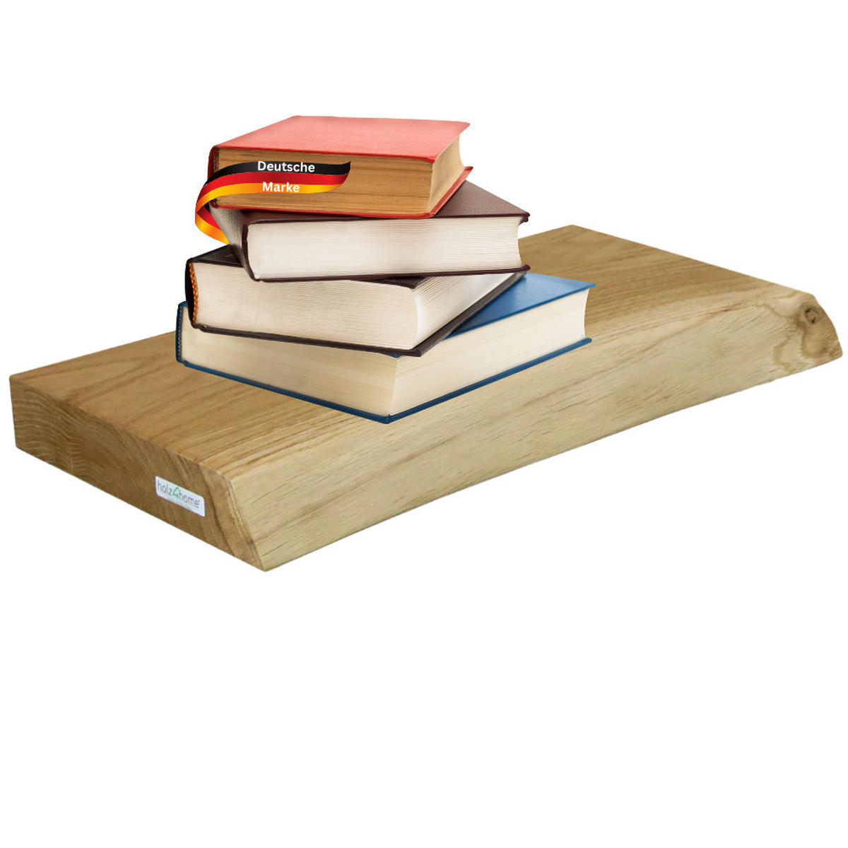 WANDREGAL Holz schwebend KYLO Eichenholz Massiv mit Baumkante 40x22x4 cm - Braun, Holz (40/4/22.2cm) - DELUKE