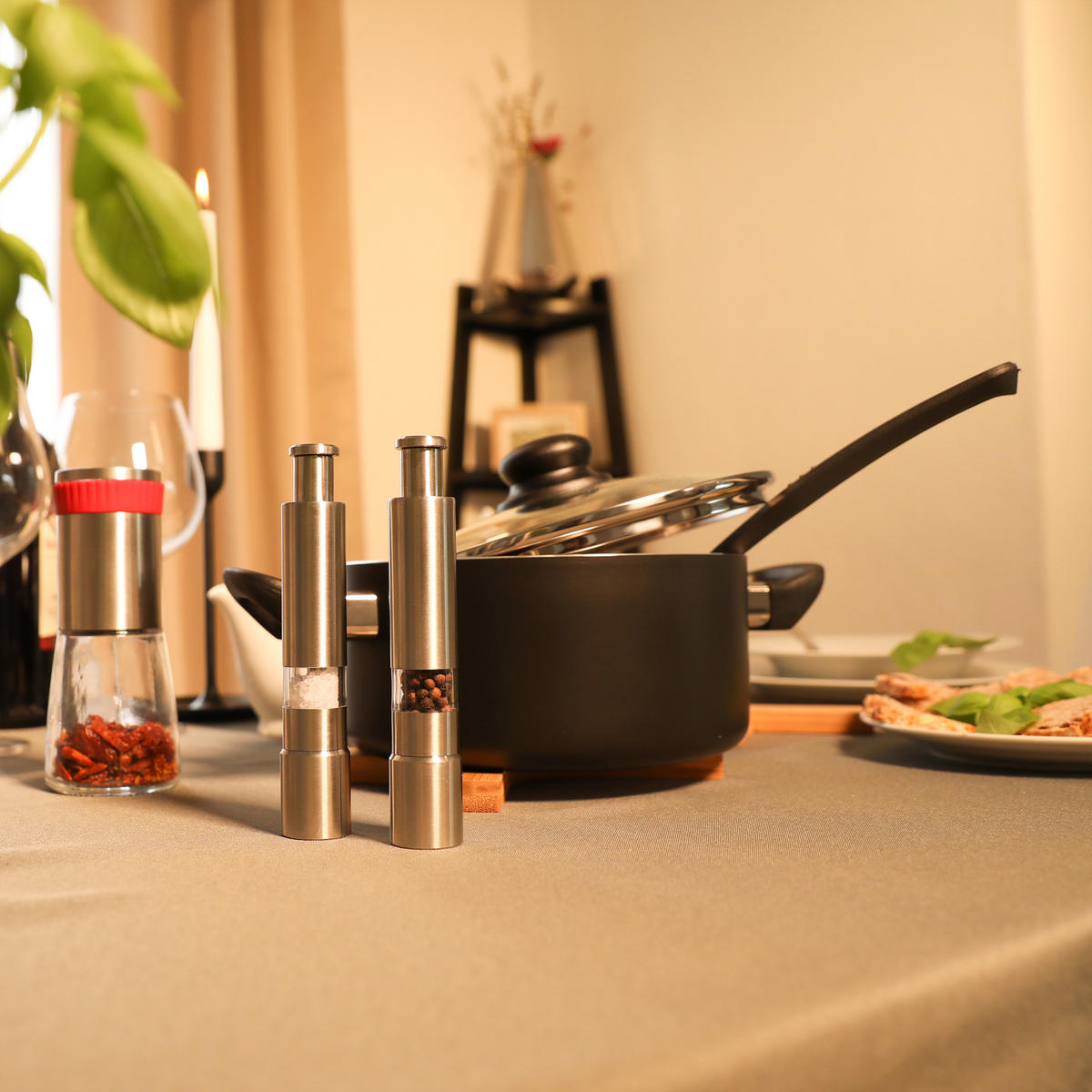 2xPFEFFERMÜHLE - Silberfarben, Metall (2.5/15/2.5cm) - Relaxdays