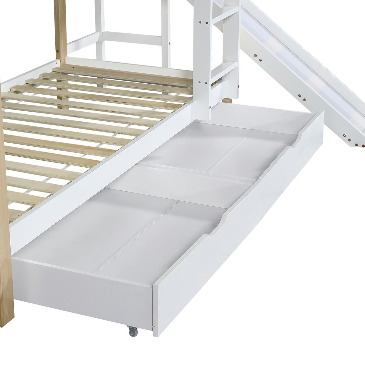 ETAGENBETT Haus Weiß/Natur 90x200 cm 2-tlg. - Weiß, Holz (90/200cm) - ComfortXL