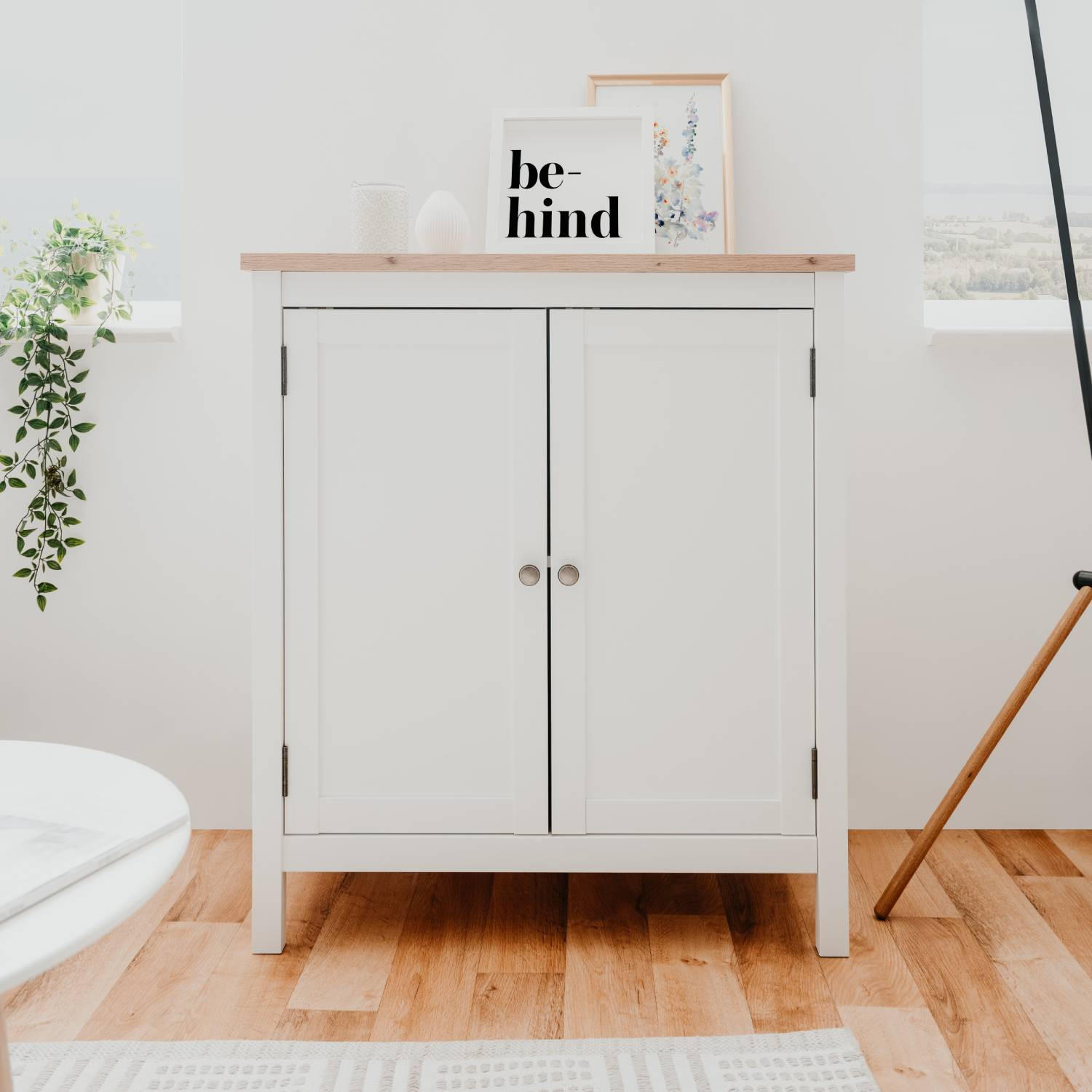 SIDEBOARD 80/90/40 cm Weiß, Natur - Chromfarben/Weiß, Holz (80/90/40cm) - Homestyle4u