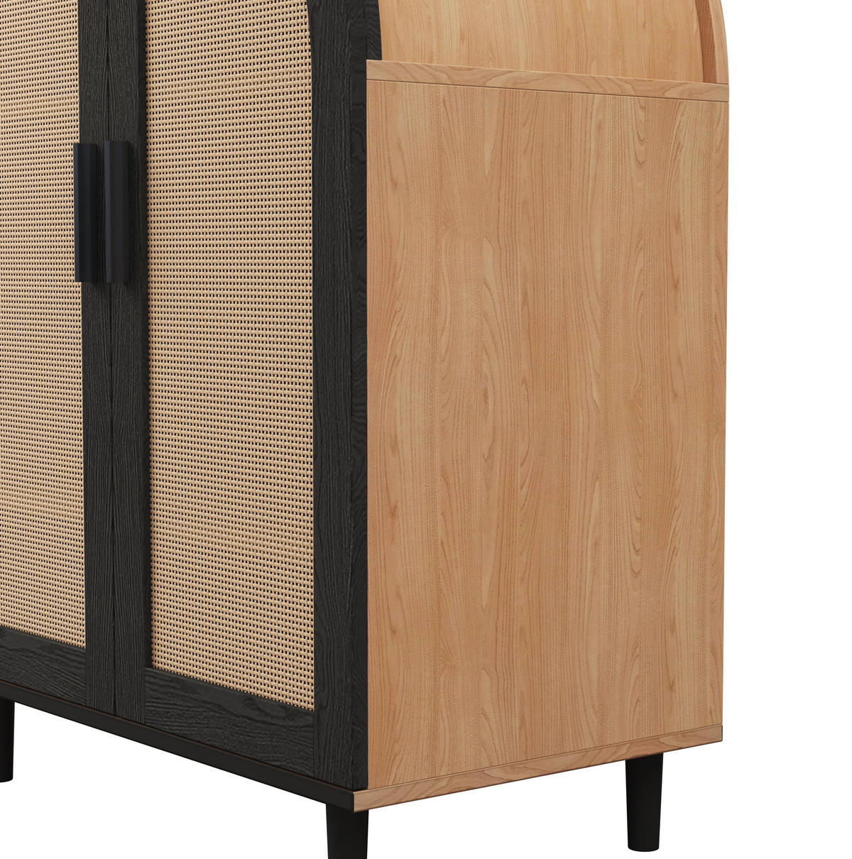 SCHUHSCHRANK 70/100/40 cm Natur/Schwarz aus MDF und Holzwerkstoff mit Rattantüren - Naturfarben, Holzwerkstoff (70/40/100cm) - OKMYHOME
