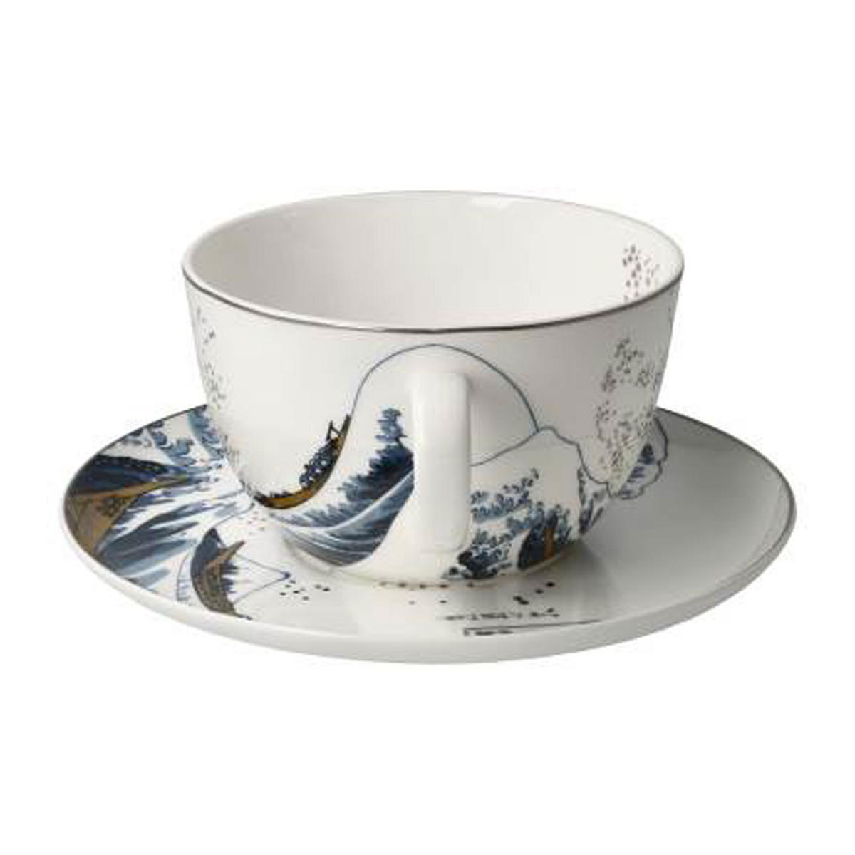 MILCHKAFFEETASSE Hokusai - Die Welle, Fine Bone China - Multicolor, Keramik (0.35L) - Goebel