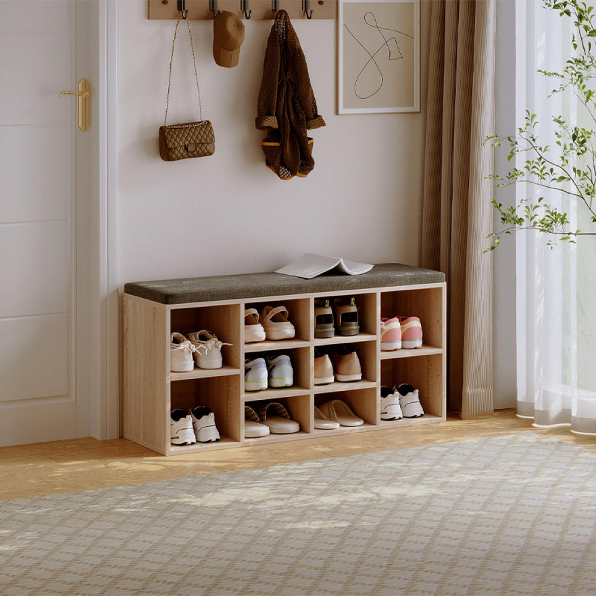 SCHUHSCHRANK sonoma-eiche 104/48/30 cm - Braun, Holz (104/48/30cm)