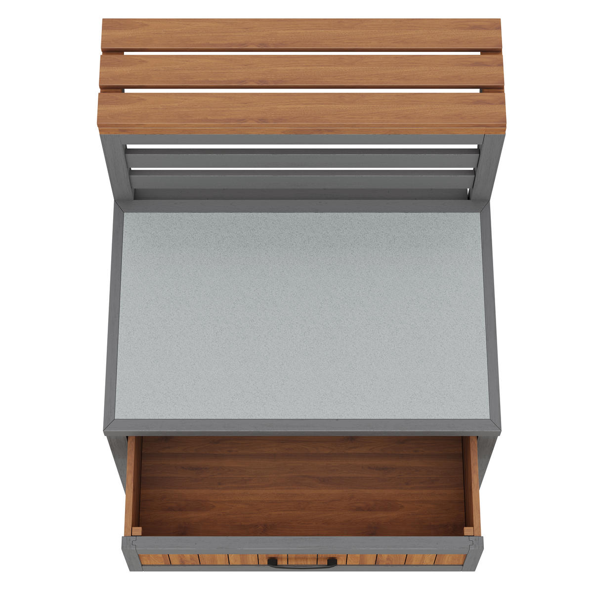 GARTENSCHRANK Holz Edelstahl Arbeitsplatte Outdoor Grillstation - Naturfarben, Holz (72.5/123/80cm) - FLIEKS