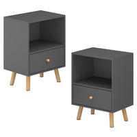 BEISTELLTISCH-SET 2 TLG. Sundsvall - Dunkelgrau, Holz/Holzwerkstoff (30/40/54cm) - [en.casa]