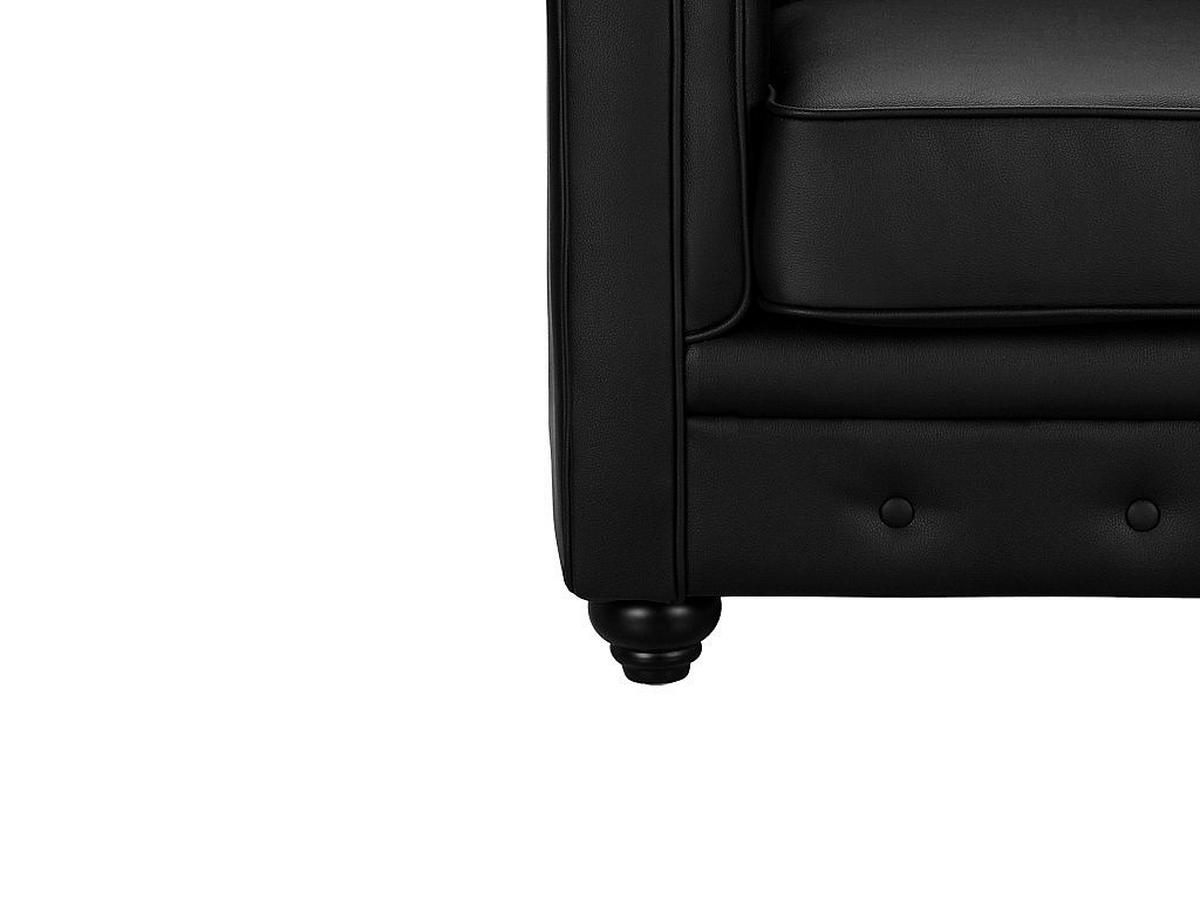 COUCHGARNITUR - 5 Personen - kunstleder - schwarz Chesterfield - Schwarz, Leder/Holz (165/72/88cm) - Vente-Unique