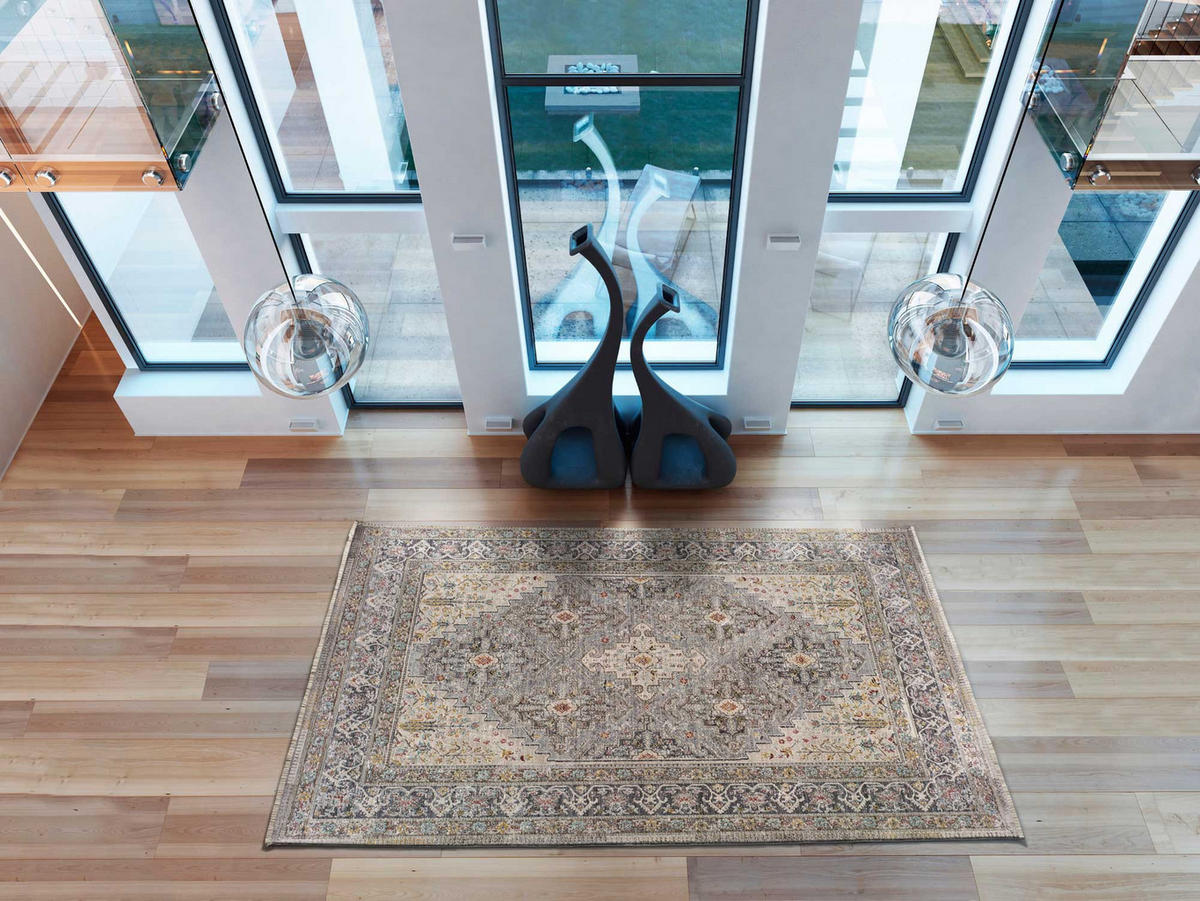 KURZFLORTEPPICH Grau Sarough 120/170 cm - Beige/Grau, Naturmaterialien/Textil (120/170cm) - Atticgo