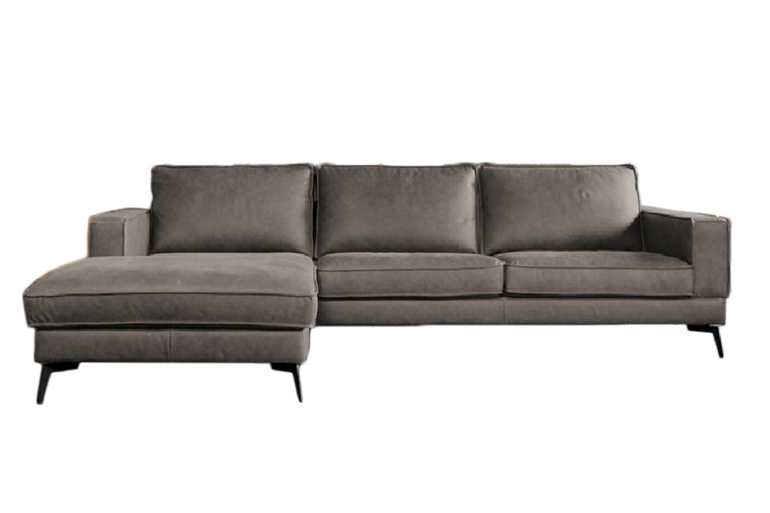 ECKSOFA BLOOM Dunkelbraun Leder - Dunkelbraun/Schwarz, Leder (276/177cm) - KAWOLA