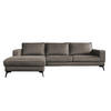 ECKSOFA BLOOM Dunkelbraun Leder - Dunkelbraun/Schwarz, Leder (276/177cm) - KAWOLA
