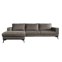 ECKSOFA BLOOM Dunkelbraun Leder - Dunkelbraun/Schwarz, Leder (276/177cm) - KAWOLA