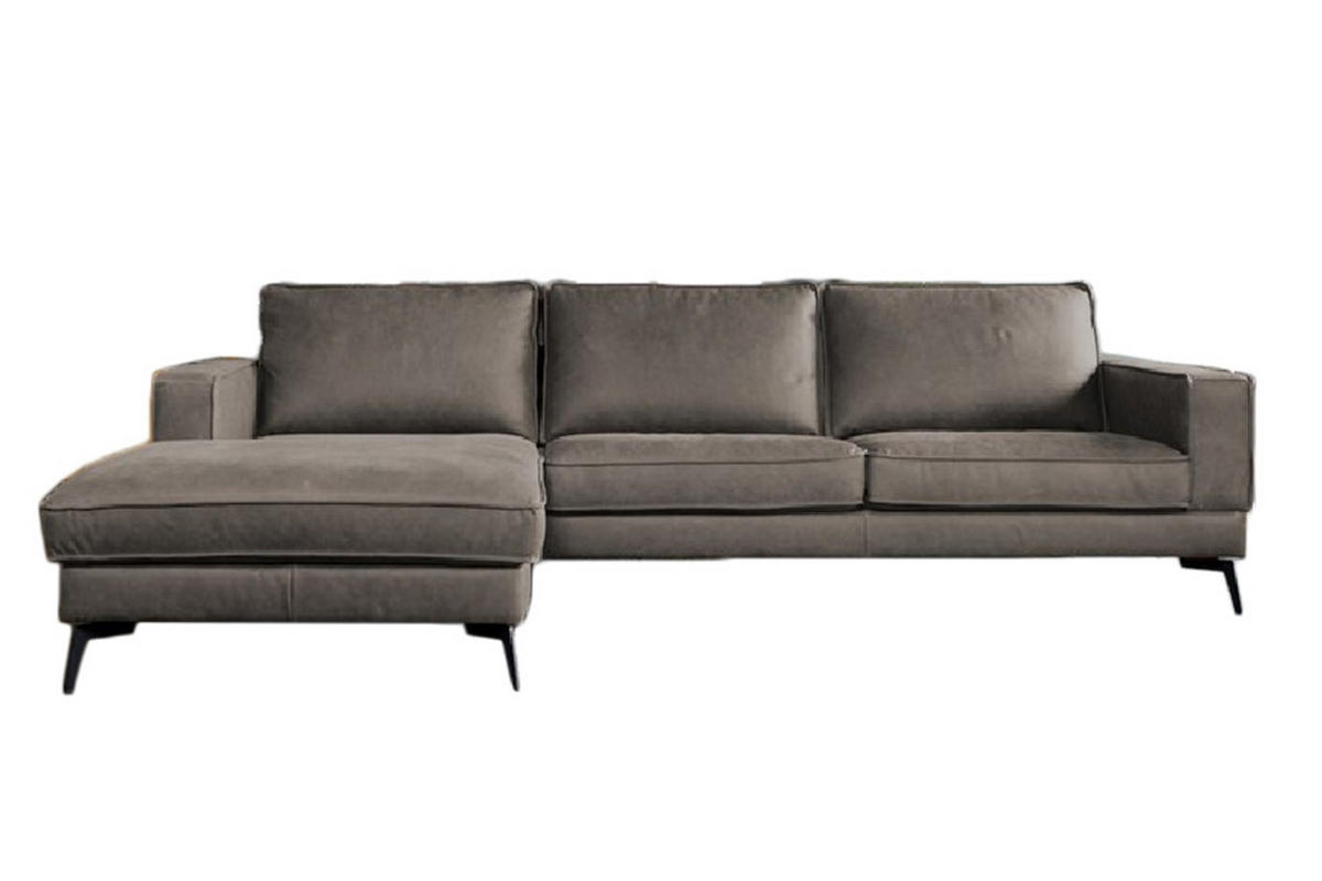 ECKSOFA BLOOM Dunkelbraun Leder - Dunkelbraun/Schwarz, Leder (276/177cm) - KAWOLA