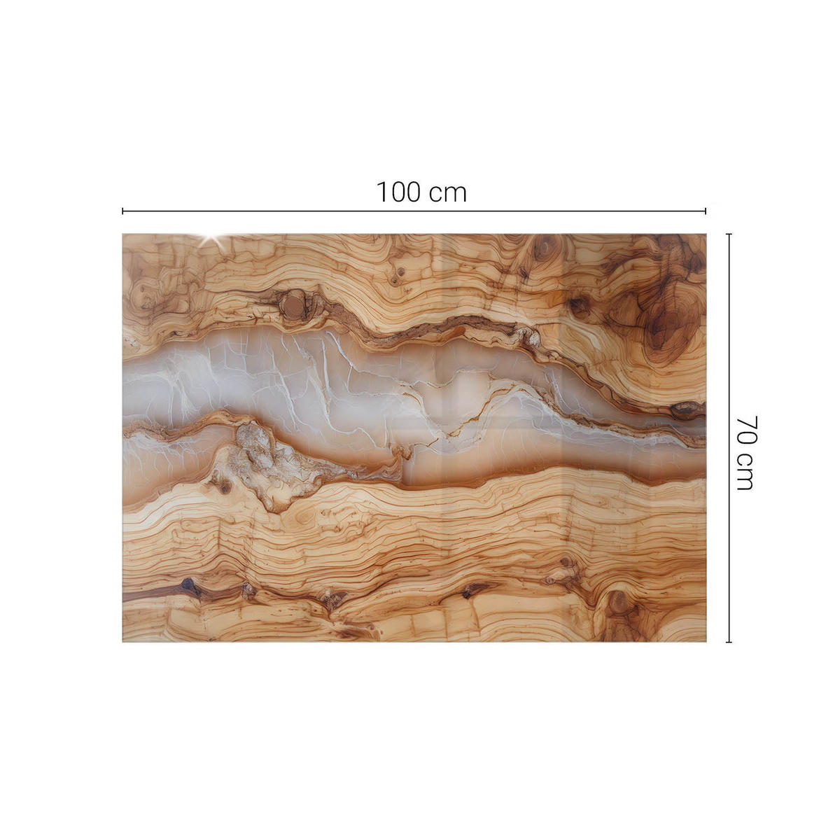 TISCHPLATTE 100x70 cm Naturholz mit Harzdetails - Beige, Glas (100/70/0.4cm) - TULUP