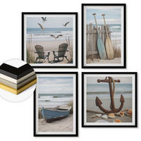 WANDBILDER 4er-Set - 50x50 cm & 40x60 cm Schwarzer Rahmen - Sommerstrände, Meereslandschaft - Schwarz, Kunststoff (50/50cm) - ArtPrintCave